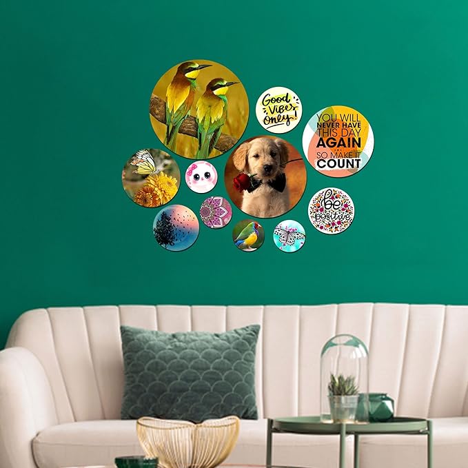 Artvibes Designer Mdf Wooden Wall Hanging Decoration Item for Home | Wall Decorative Items | Pack of 11 Pieces