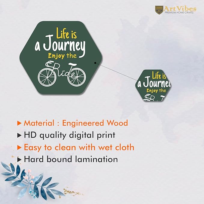 Artvibes Decorative Modern Wooden Wall Hanging Decoration for Home | Quotes Decor Item | Pack of 13 Pieces