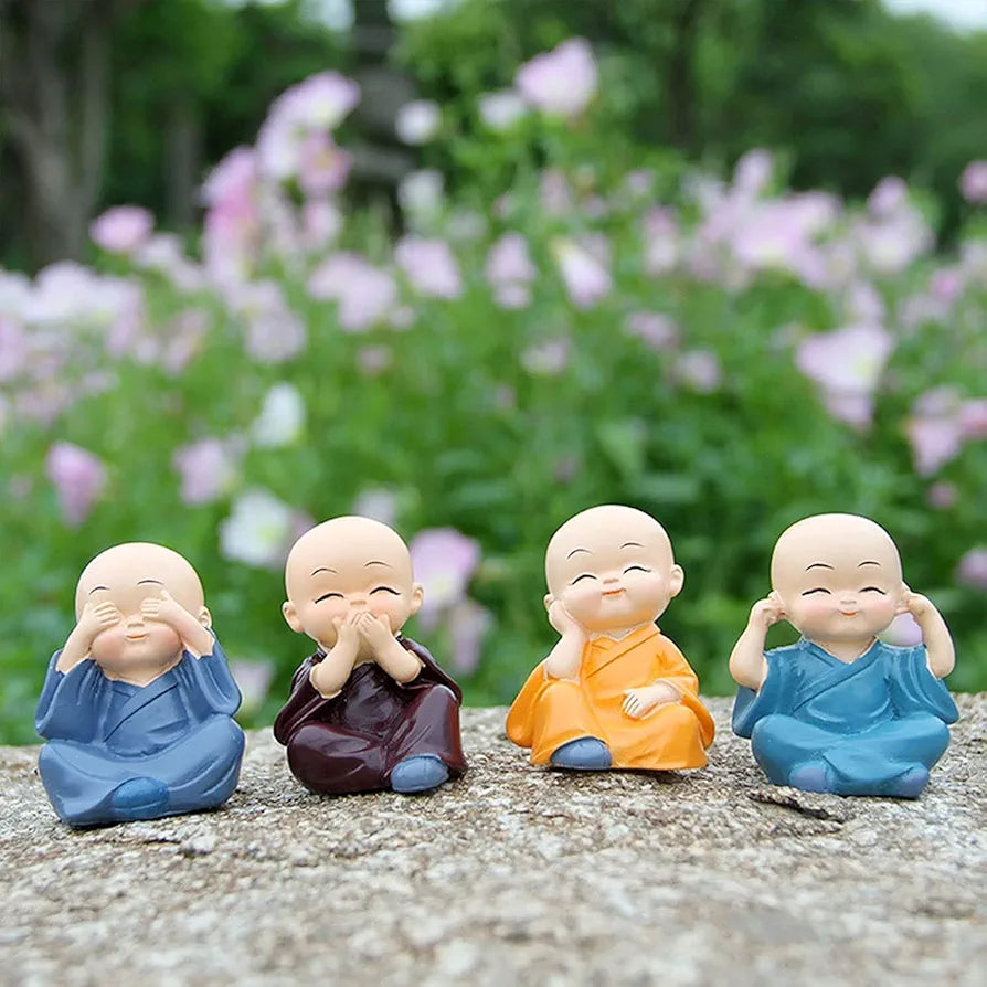 Satyam Kraft 1 Set Monk Buddha Miniature Set Idols