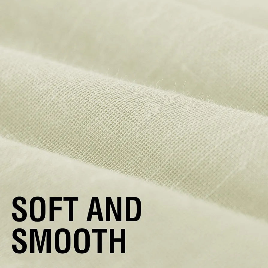 Cloth Fusion Plain Cotton Feel Sheer Window Curtains 5 Feet Long Set of 2 Semi-Transparent Cream
