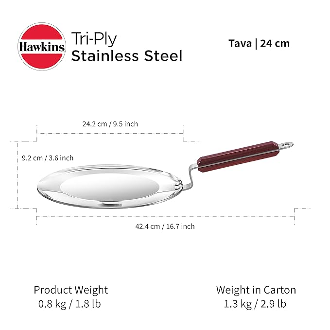 Hawkins Tri-Ply Stainless Steel Tava Induction Compatible
