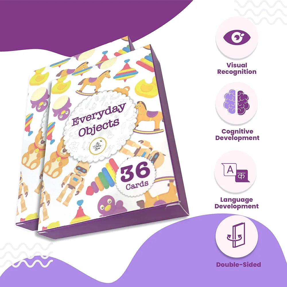 The Curious Bees - Everyday Objects | 36 Laminated Anti-Glare Cards | Montessori Inspired Fun & Easy to Learn Toys for Kids