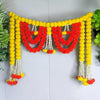 Handcrafted Decorative Bandanwar with Yellow & Red Marigold Flowers and Tuberose Strings 40x32 Inches
