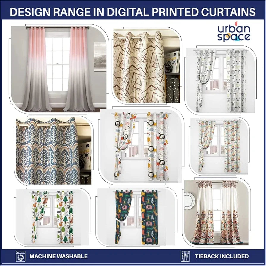 Urban Space Digital Printed Blackout Curtains for Door Bedroom Room Darkening Blackout Kids Decorative Curtains, 1 Piece Curtain Animal Kingdom