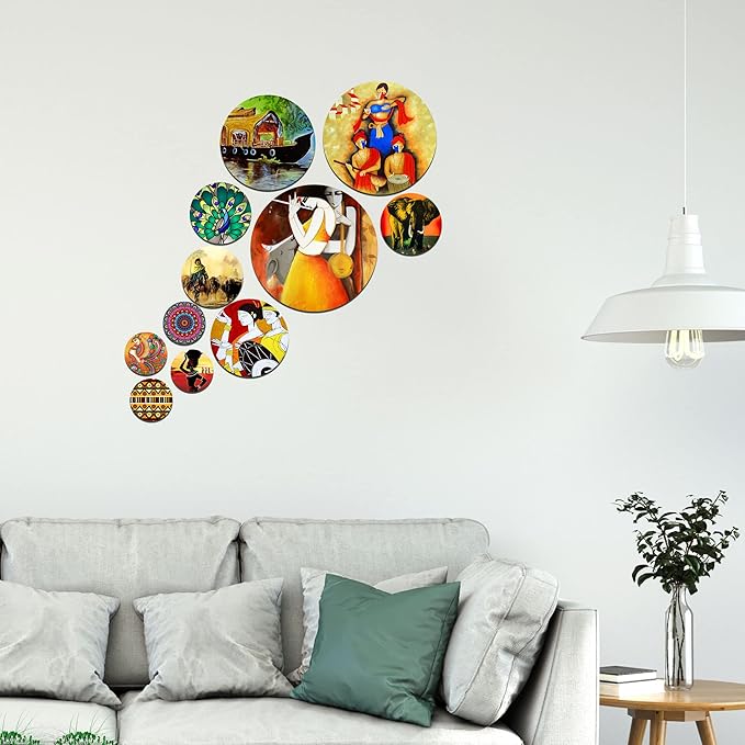 Artvibes Designer MDF Wooden Wall Hanging Decoration Item for Home | Pack of 11 Pieces