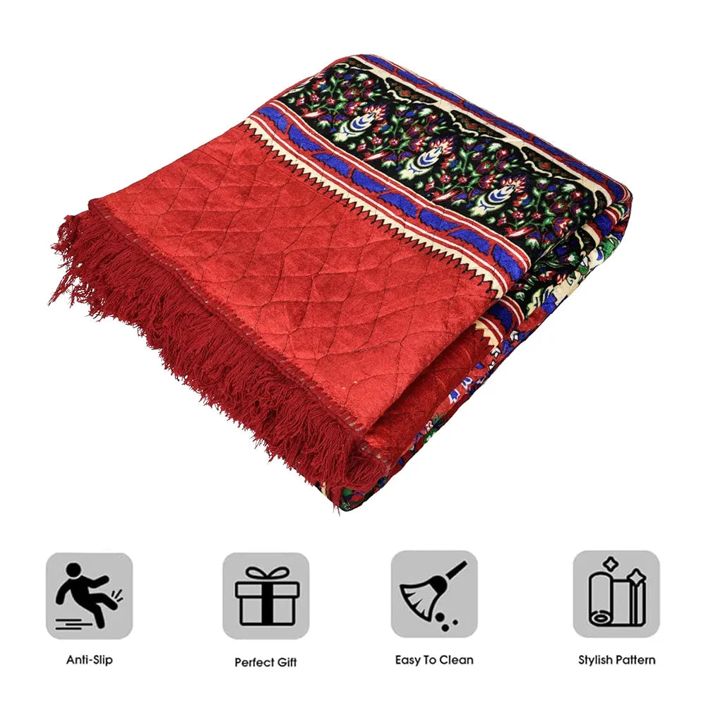 Kuber Industries Carpet Velvet Carpet-Rug for Home Decor Carpet Rug for Bedroom Red