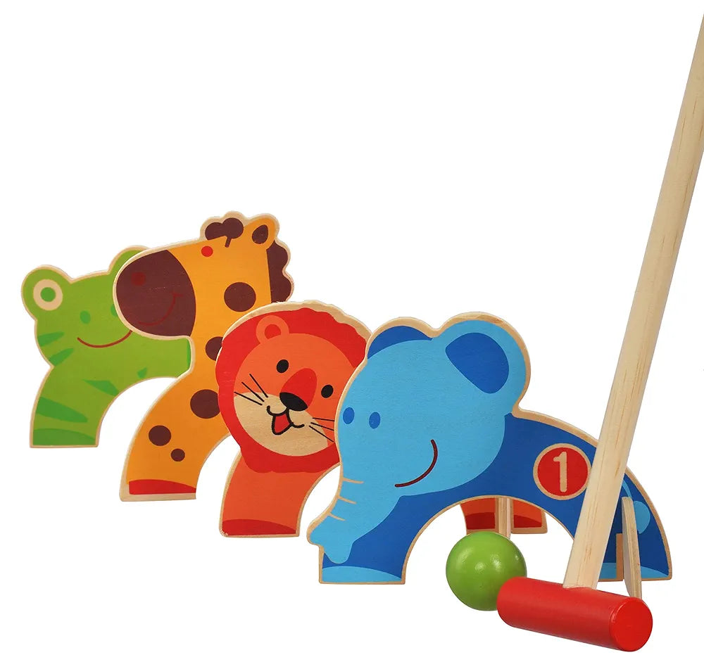 Trinkets & More - Animal Croquet Game Set Gate Ball | Mini Golf Set | Pretend Play Toys for Kids and Preschoolers 3+ Years 
