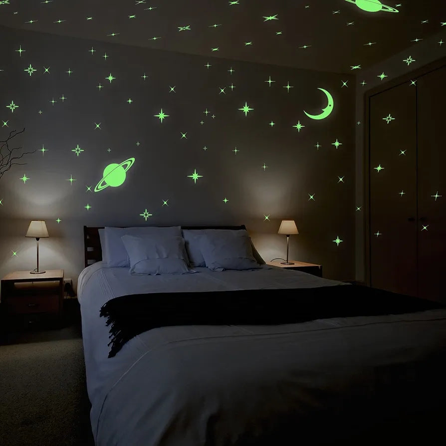 Jaamso Royals Galaxy of Stars 'glow in the Dark' Radium Stickers Radium and Moons for Bedroom