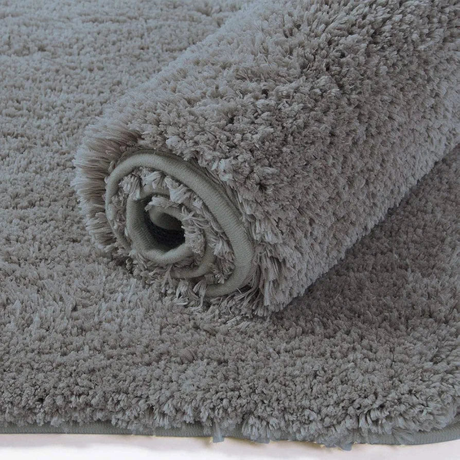 Luxe Home International Microfibre Rectangular Bath mat Super Soft Anti Skid Newman Mats For Bathroom Colour Silver