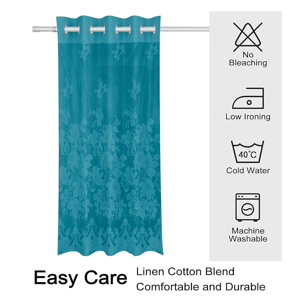 Kuber Industries Darkening Window Curtains Sheer Curtain with 8 Rings SY27 Green