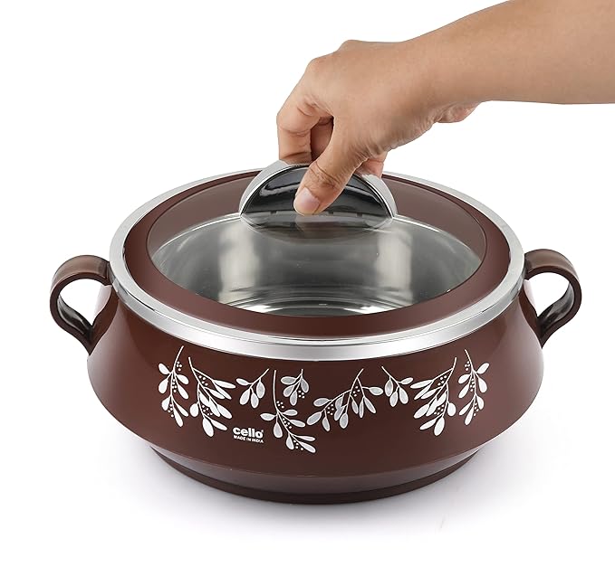 Cello Glitter Casserole with Inner Steel | Insulated Stainless Steel Inner Body Casserole Set for Meal | Set Of 3