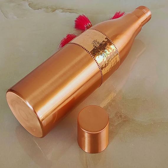 Indian Art Villa Pure Copper Leak Proof Bottle With Half Hammered Dolphin Design