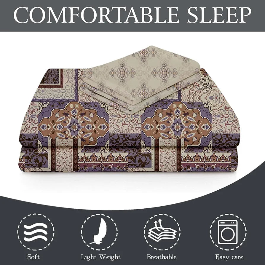 Fresh From Loom Microfiber Cotton Bedsheet King Size 240 TC King Size Soft Bed Cover with 2 Pillow Cover Paisley Coffee