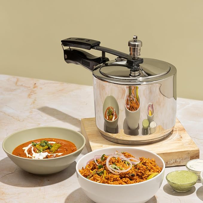 Vinod Stainless Steel Inner Lid Pressure Cooker - 3 Litre | Sandwich Bottom Cooker | Induction and Gas Base