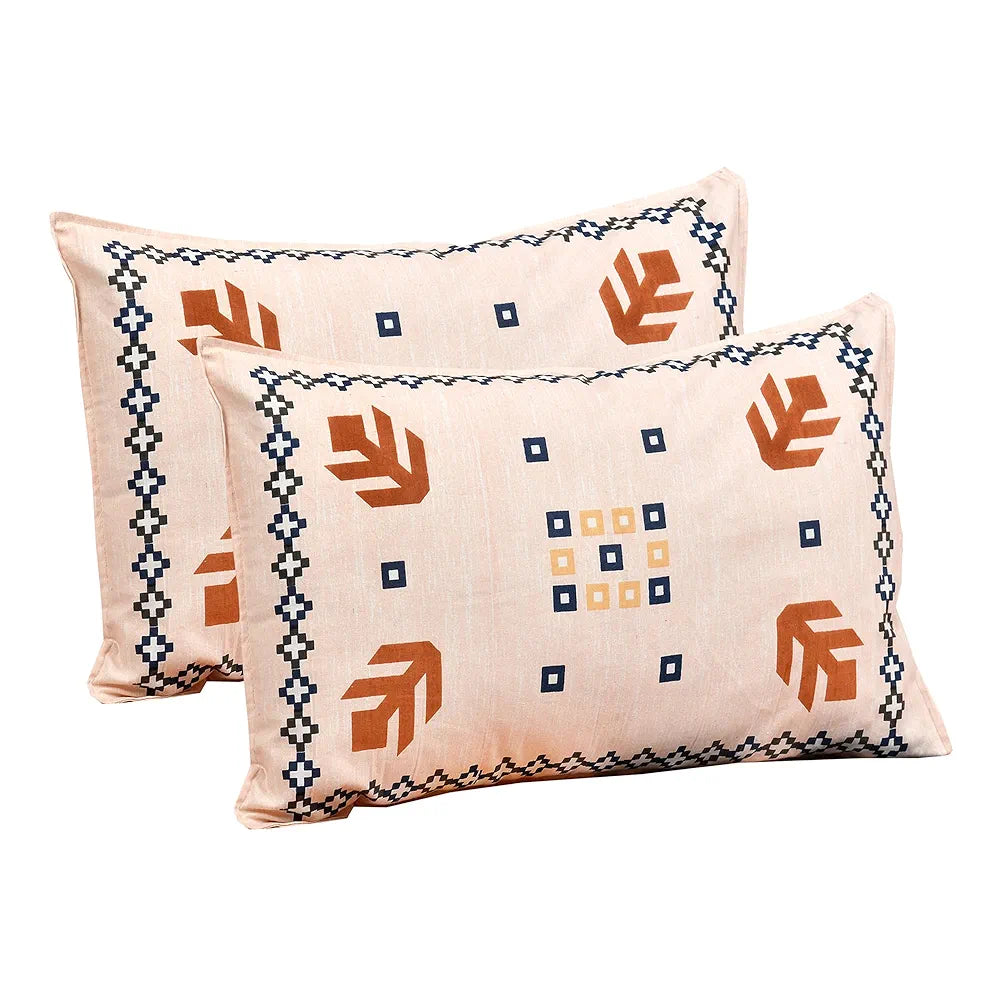 Kuber Industries Double Bedsheet with 2 Pillow Covers 160 TC Premium Cotton Peach