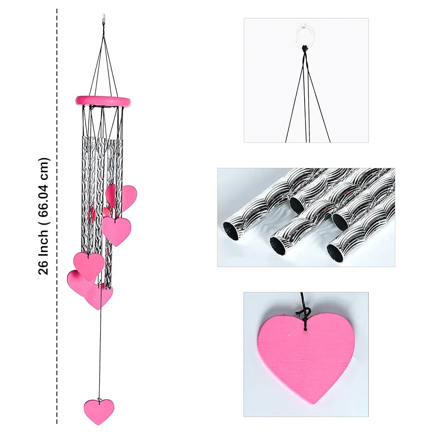 Zaicus Pink Heart Wind Chime-018