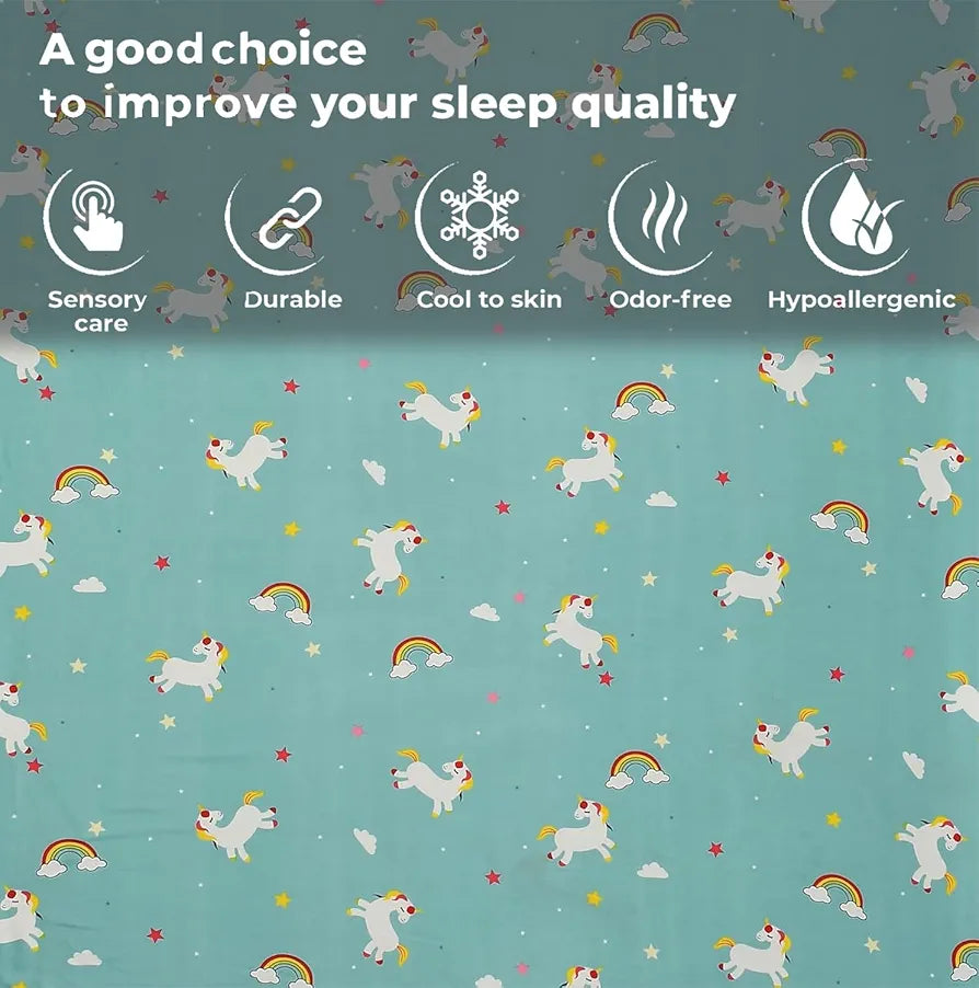 Fresh From Loom Cartoon Wrinkle Free Microfiber Bedsheet For Kids Single Bedsheet With One Pillow Cover Multicolor 144 TC Teal