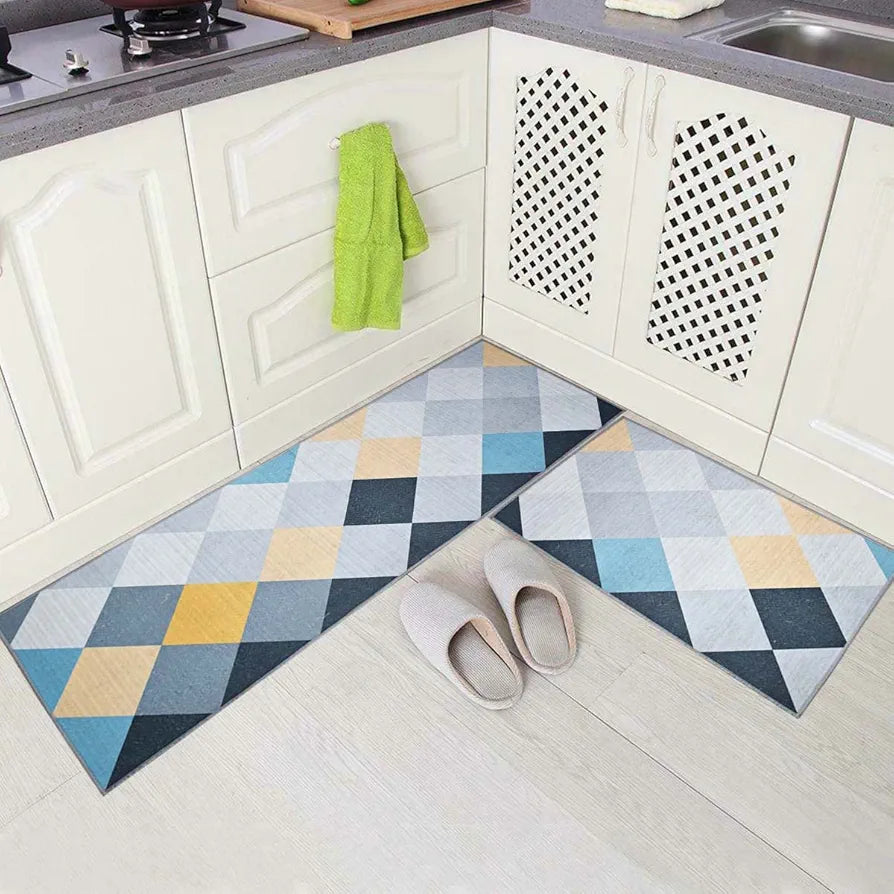 Ishro Home Kitchen Mats For Floor Anti Slip Waterproof Set Of 2 Pcs Colour Shiny Stars