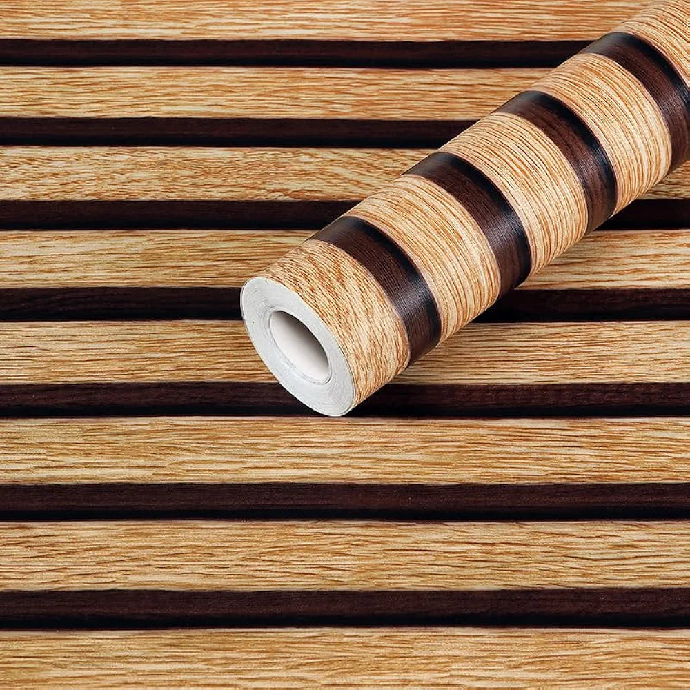 Indian Royals Brown Wooden Pvc Wallpaper for Furniture Doors and Walls - Waterproof Brown