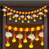 Handcrafted Decorative Bandanwar with Marigold Artificial Flowers Bells & Beads 40x9 Inches