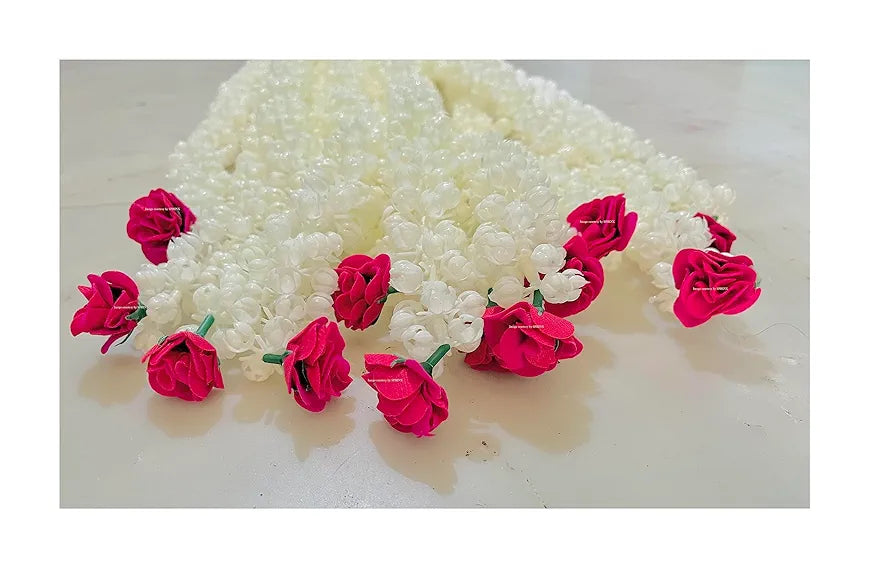 Artificial Jasmine Buds & Rose Strings Garlands Dark Pink