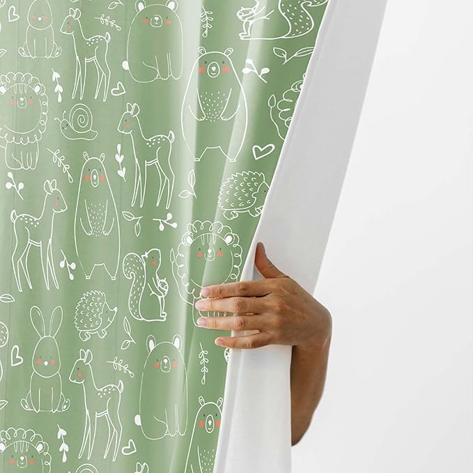 Haus & kinder Cotton Curtains Set of 2 for Bedroom Window Door Curtains (5ft x 5ft) | Colour Sketchy Woodland
