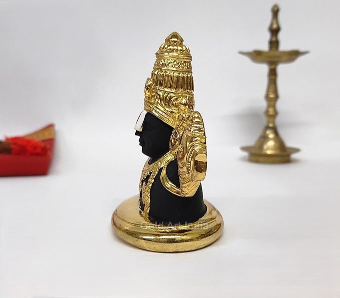 Gold Art India Lord Tirupati Balaji Idol Gold Plated Black Body Murti for Mandir