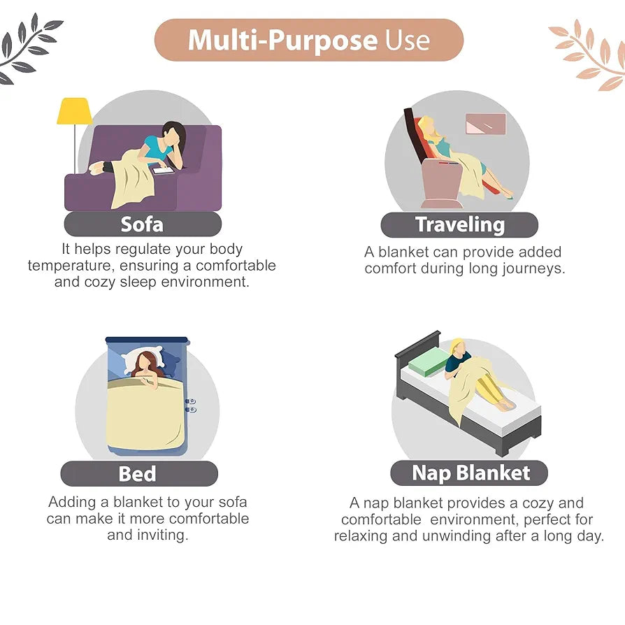 Divine Casa Floret 100% Cotton Double Dohar 120 GSM Soft & Lightweight Throw Blanket Colour Griffin