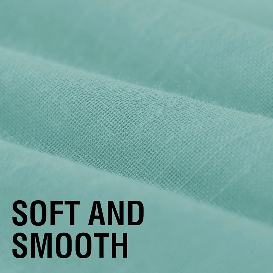 Cloth Fusion Cotton Feel Sheer Window Curtains 5 Feet Long Set of 2, Semi-Transparent Sea Green