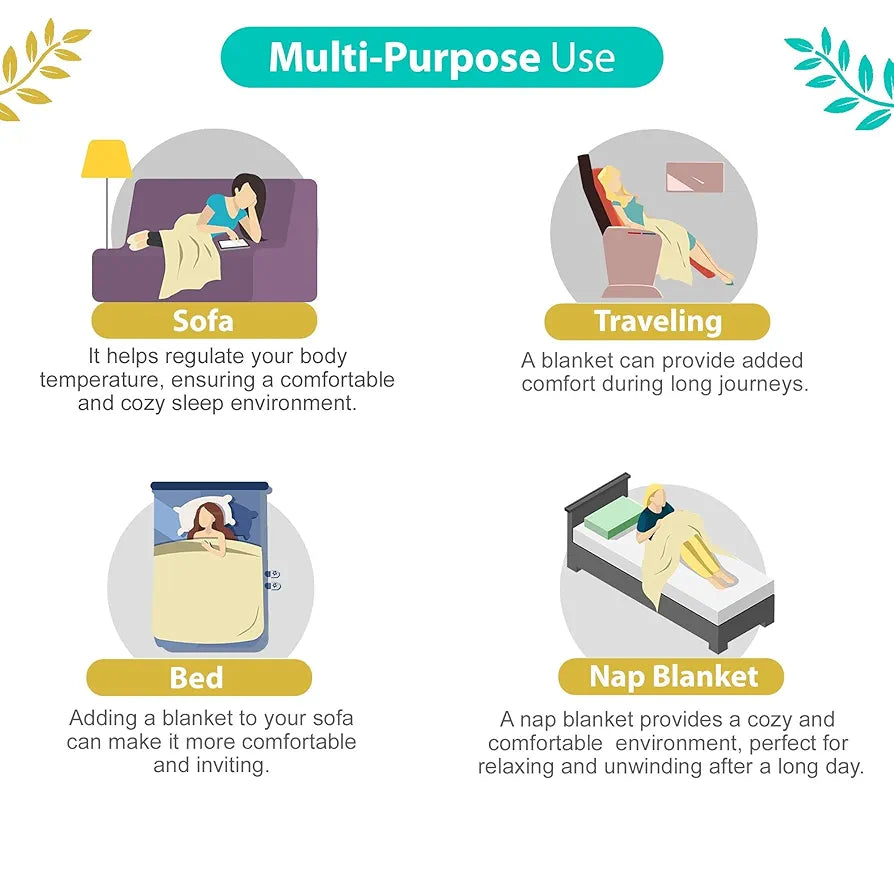 Divine Casa 120 GSM Cotton Reversible Dohar Single Bed Size Jaipuri Abstract Printed Cotton Blanket TC - 120 Colour Warm Olive and White