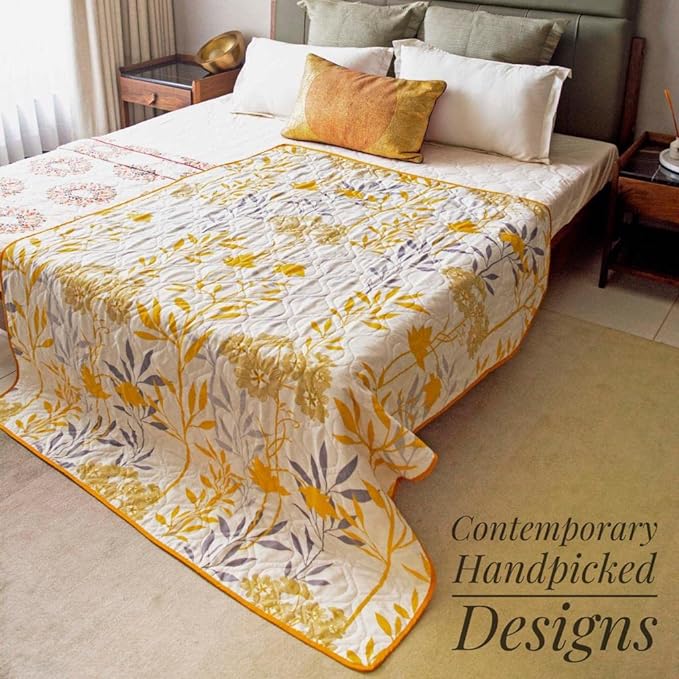 Urban Space Double Bed Comforter Microfiber 3 Layered Quilt Printed AC Blanket Colour Tuscany