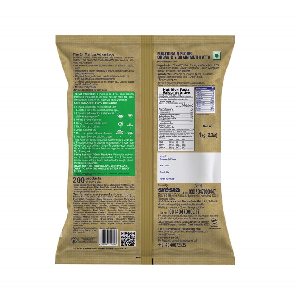 24 Mantra Organic 7 Grain Methi Atta-1kg