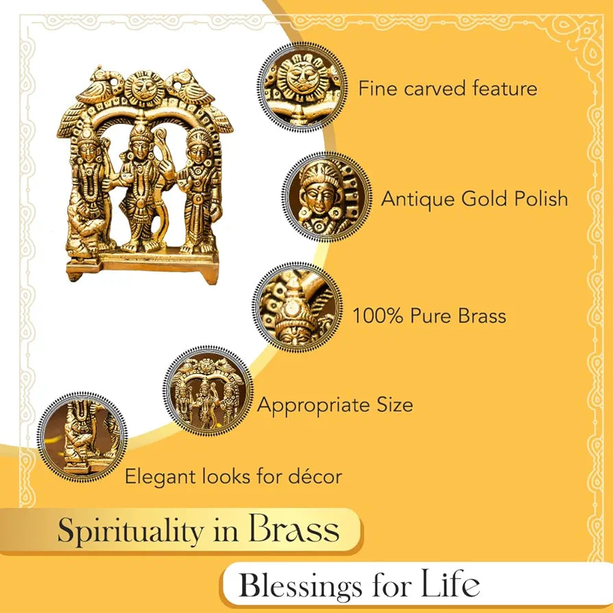 Ekhasa Pure Brass Ram Darbar Murti Ram Darbar Statue Ram Sita Laxman Hanuman Idol