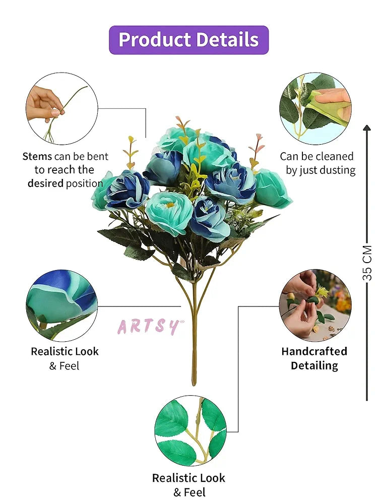 Artificial Flowers Bunch for Decoration Rose Flowers Ideal for Vase Without Vase