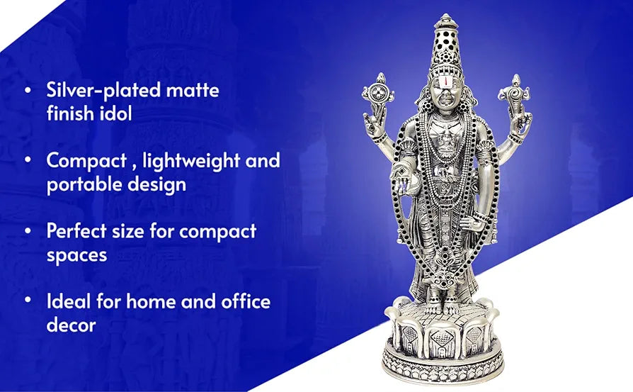 Gold Art India Lord Tirupati Balaji Silver Matte Idol