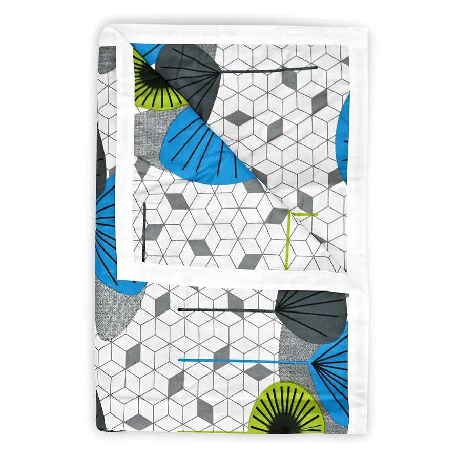 Divine Casa Glace Cotton 120 GSM Reversible Lightweight Printed Double Bed AC Dohar Blanket Quilt TC - 120 Colour White and Blue