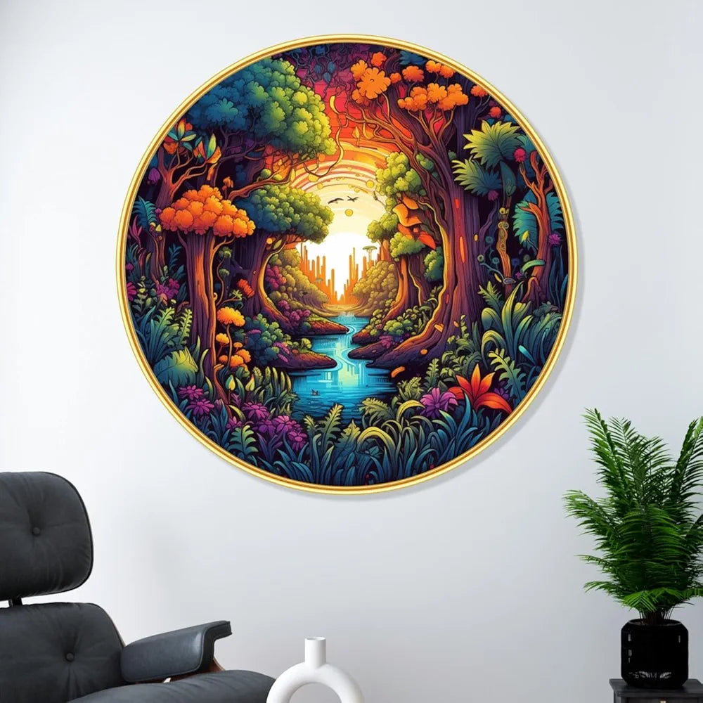 Livin'luxe Paintings Nature Scenery Abstract Modern Art Premium Sparkle Lamination Golden GR-43