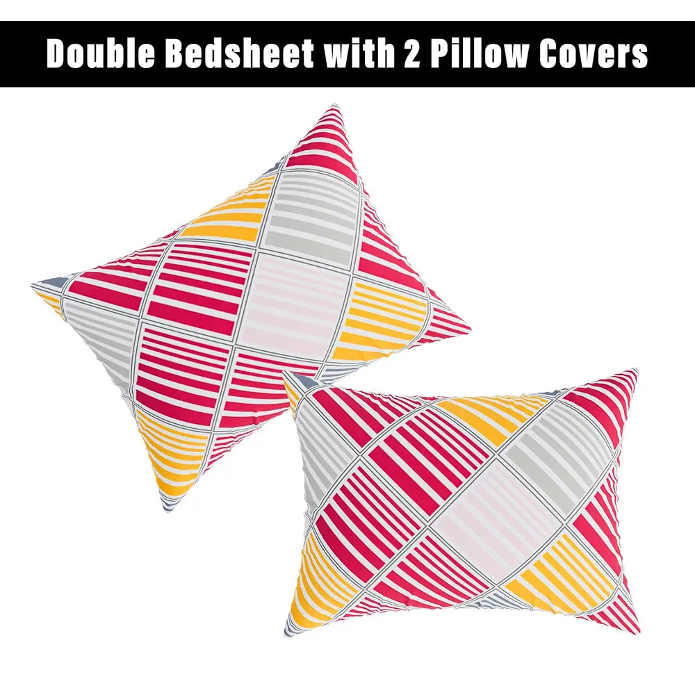 Kuber Industries Double Bedsheet with 2 Pillow Covers Cotton Double Bed Sheet Set New Zig Zag Bedsheet White