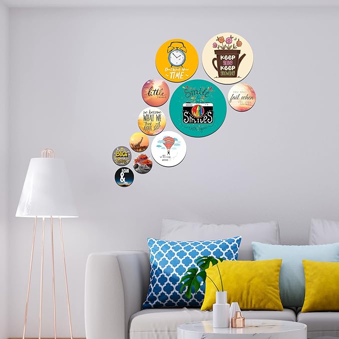 Artvibes Designer Mdf Wooden Wall Hanging for Home Decoration | Pack of 11 Pieces