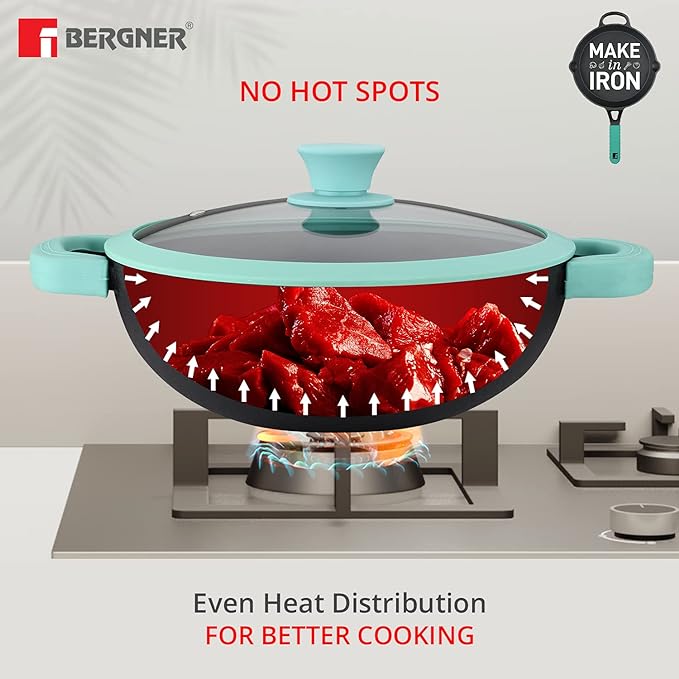Bergner Elements Cast Iron 27 Cm | 3.8 Litres Kadai