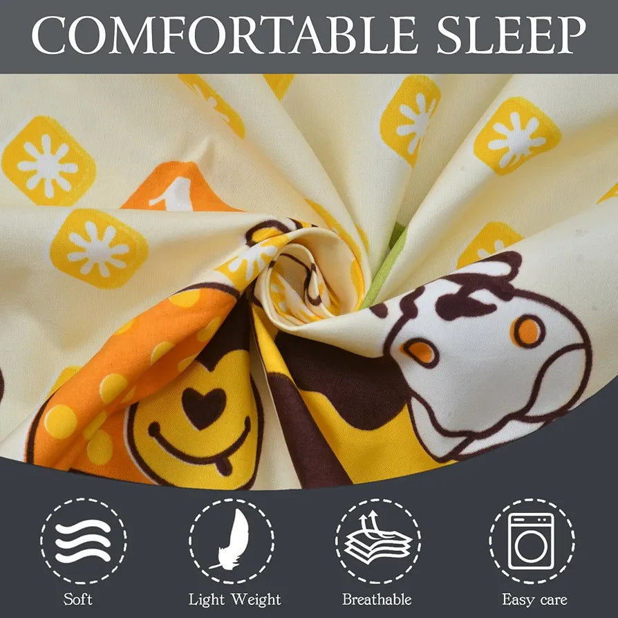 Fresh From Loom King Bedsheet For Double Bed Microfiber Floral Design Bed Spread Includes 2 Pillow Covers,144 TC Yellow