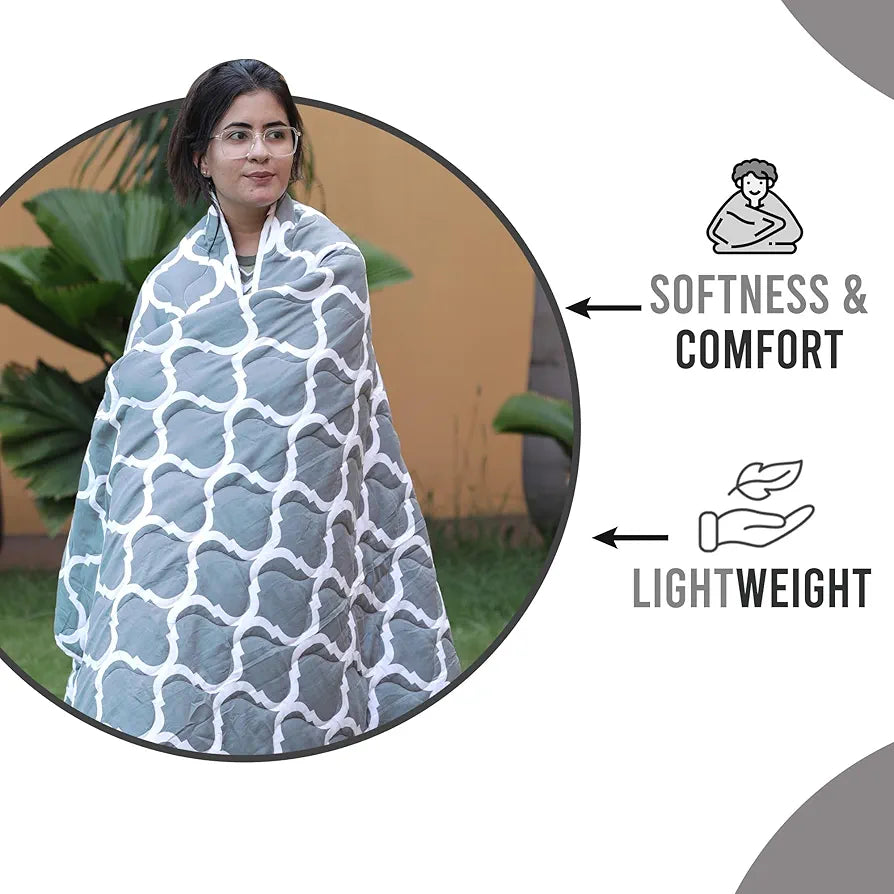 Divine Casa Microfiber 150 GSM Reversible Double Bed Comforter Ultra Soft & Lightweight BlanketColour Caviar