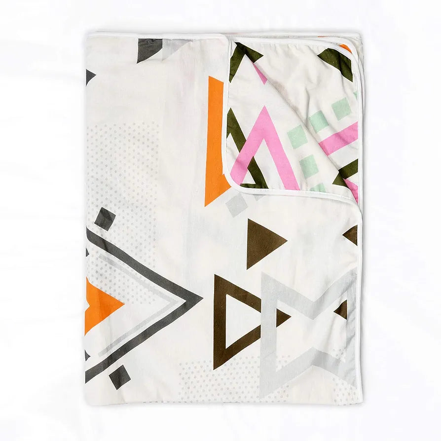 Divine Casa Glace Cotton 120 GSM Ultrasoft Reversible Lightweight Printed Double Bed AC Dohar Blanket TC - 120 Colour Orange and Pink