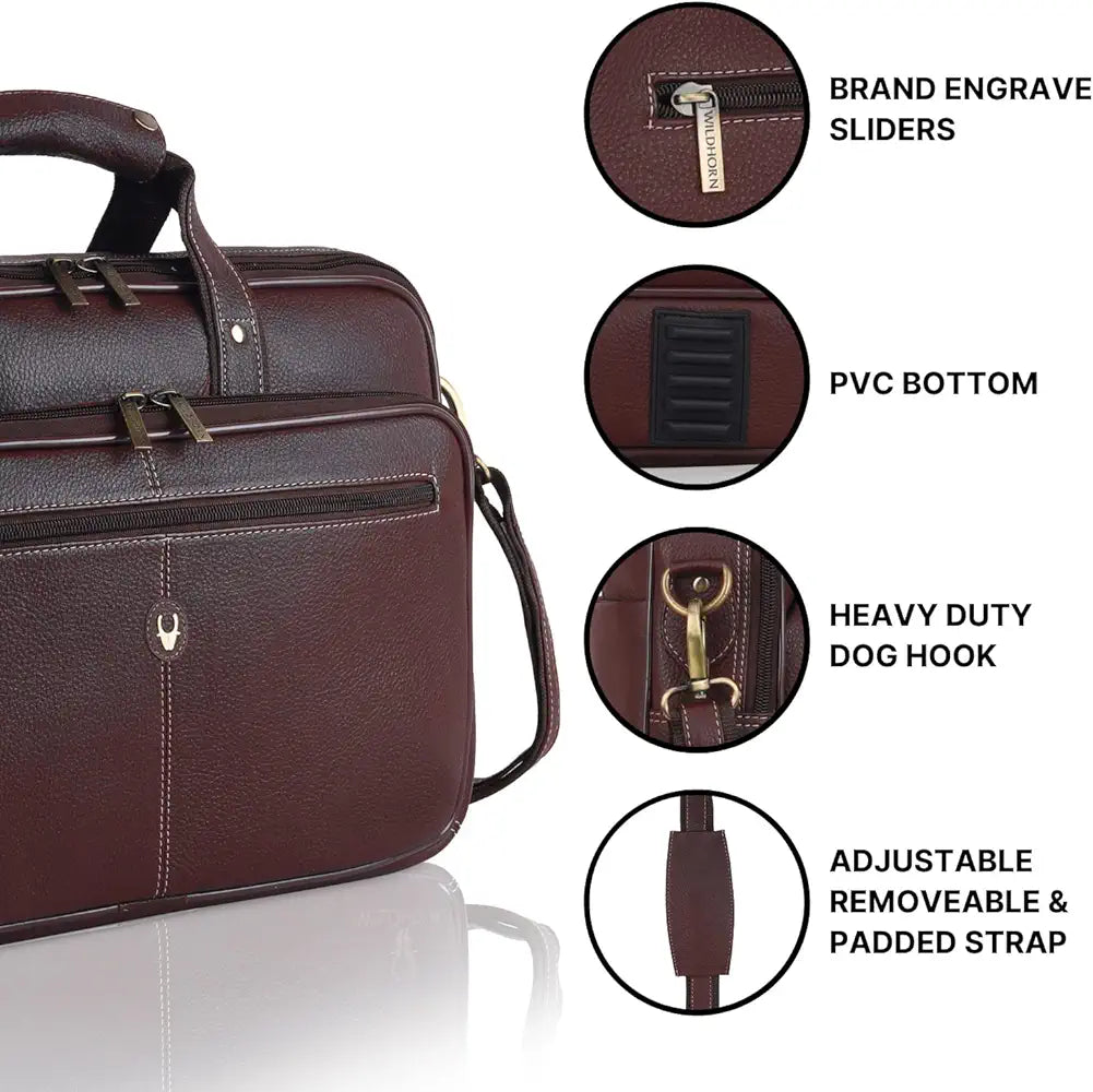 WildHorn Leather Laptop Messenger Bag for Mens