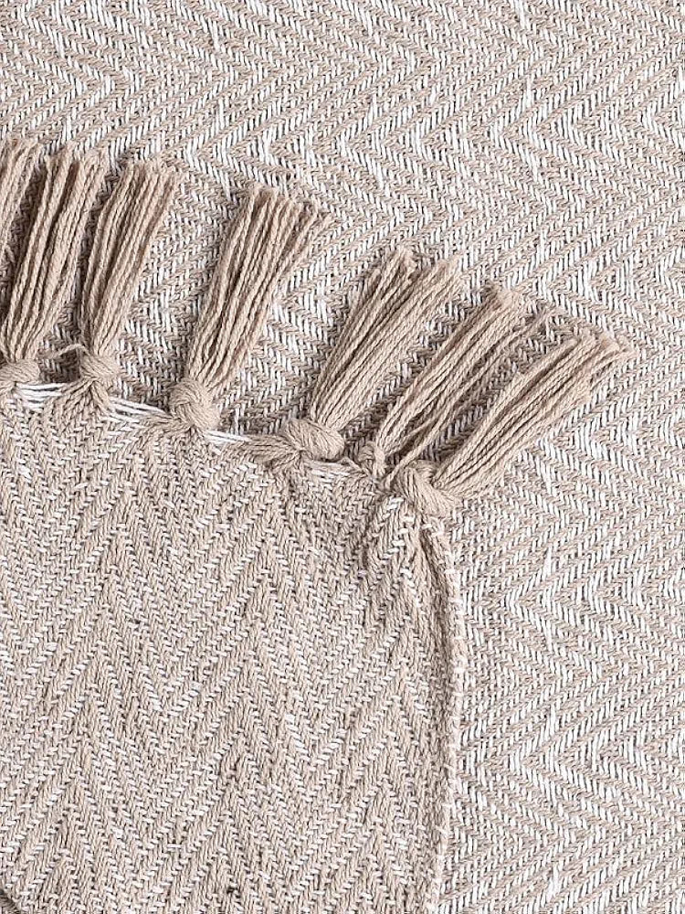 Sashaa World Soft Herringbone Throw Blanket Colour Grey