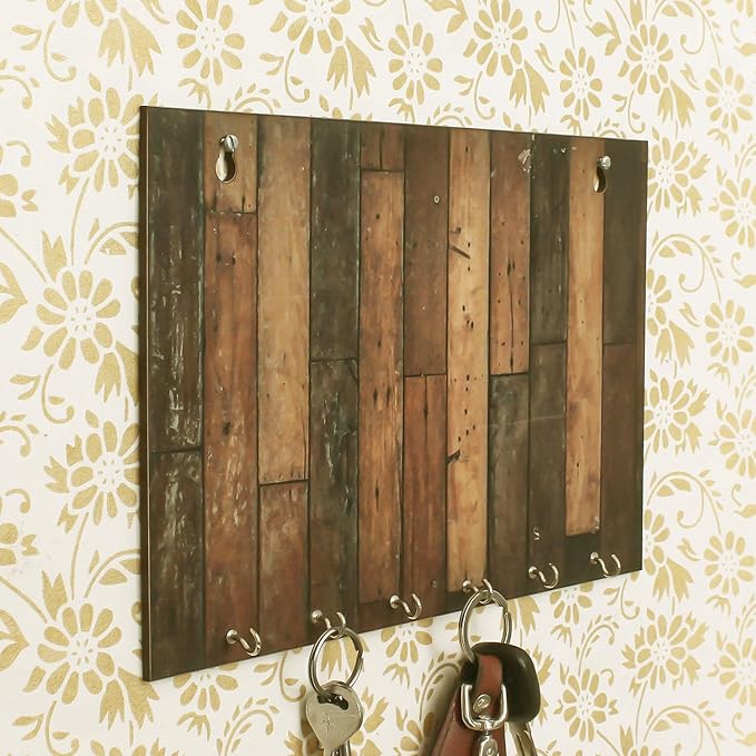 Ecraftindia Abstract Theme Wooden Key Holder With 6 Hooks