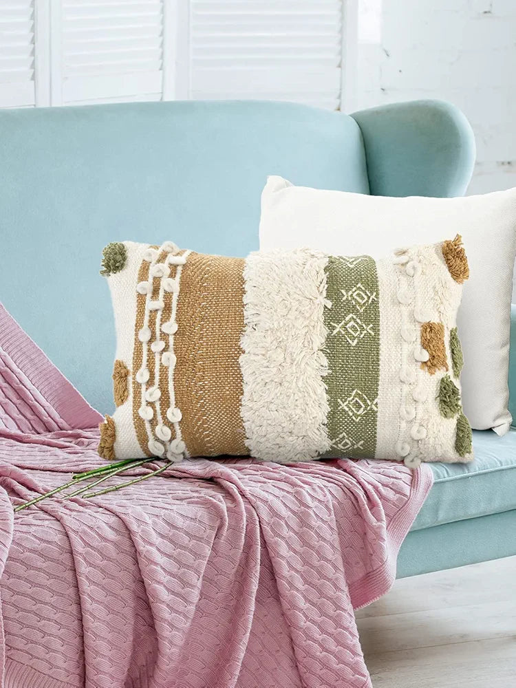 Sashaa World Earth Tones Abstract Lumbar Cushion Cover