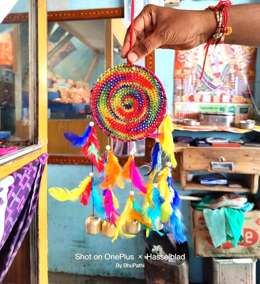 Handmade Dream Catchers with Metal Bell Multicolour
