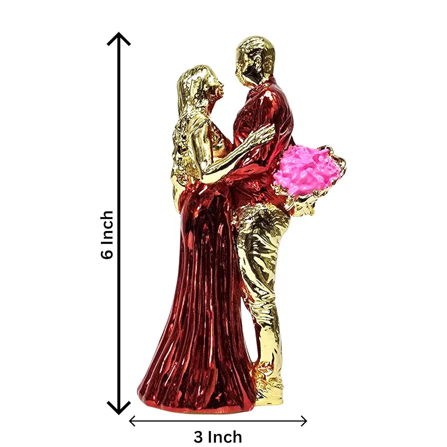 Gold Art India Romantic Couple Figurine Gold-Plated with Red Dress – 6 Inch