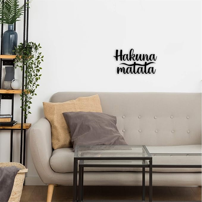 Ecraftindia Hakuna Matata Black Mdf Engineered Wooden Wall Art/ Hanging Cutout for Home Wall Decor